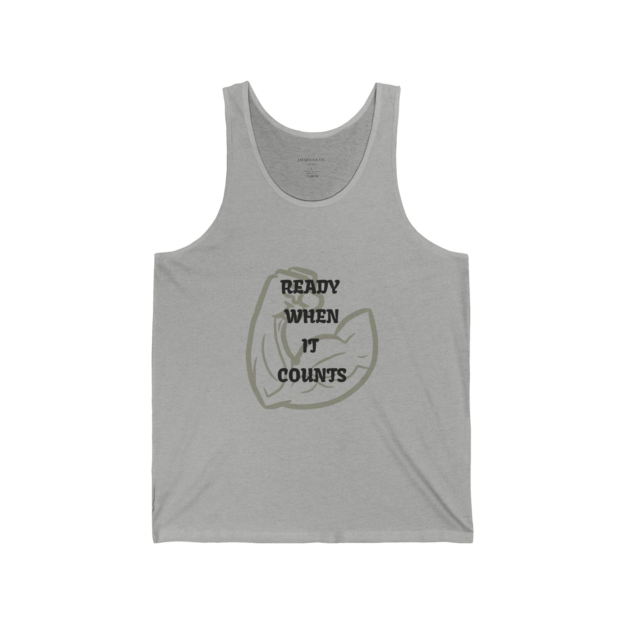 Fitness Tank Top — "Ready When It Counts" Muscle Arm Graphic