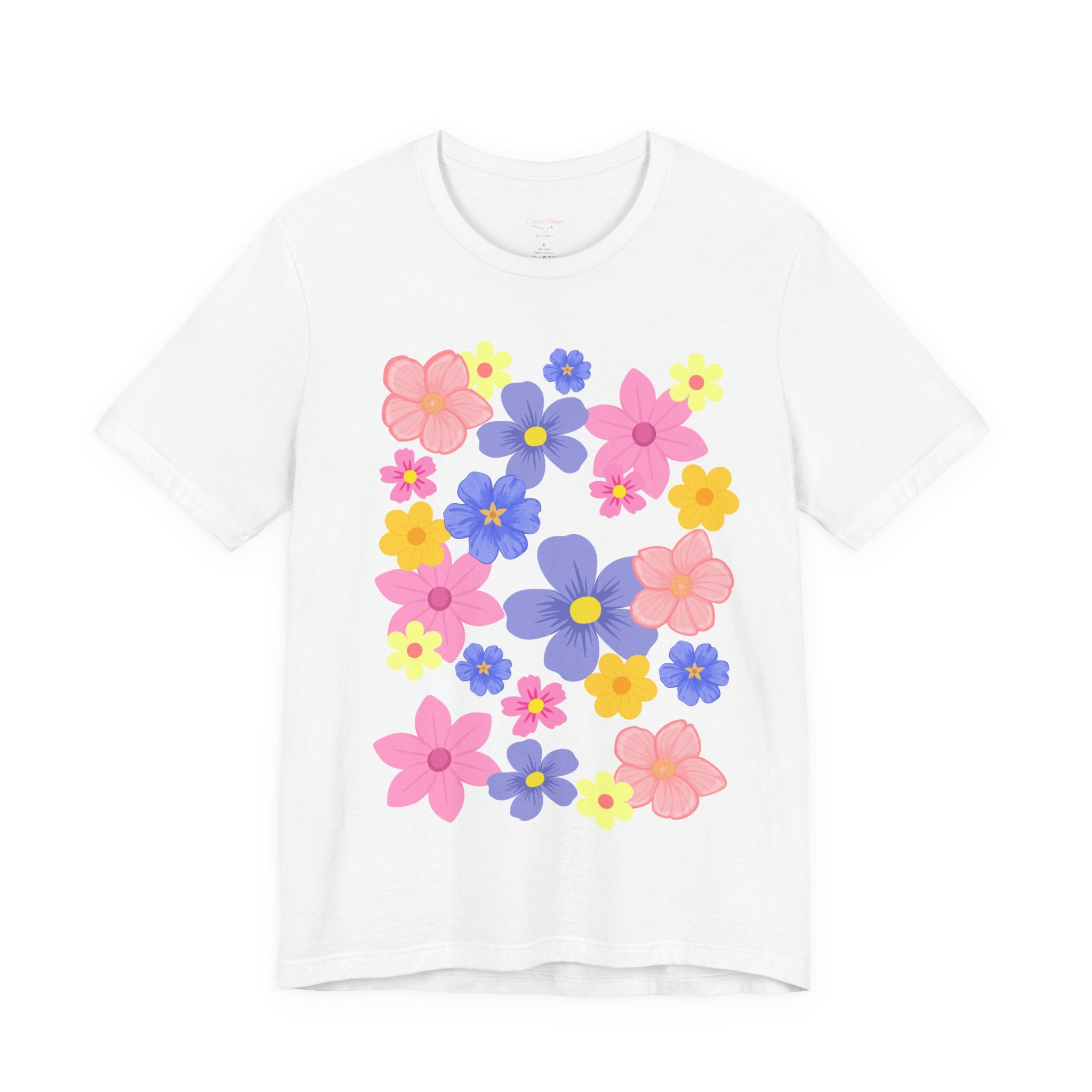 Floral Bouquet Graphic Tee — Pink & Purple Flower Pattern T-Shirt