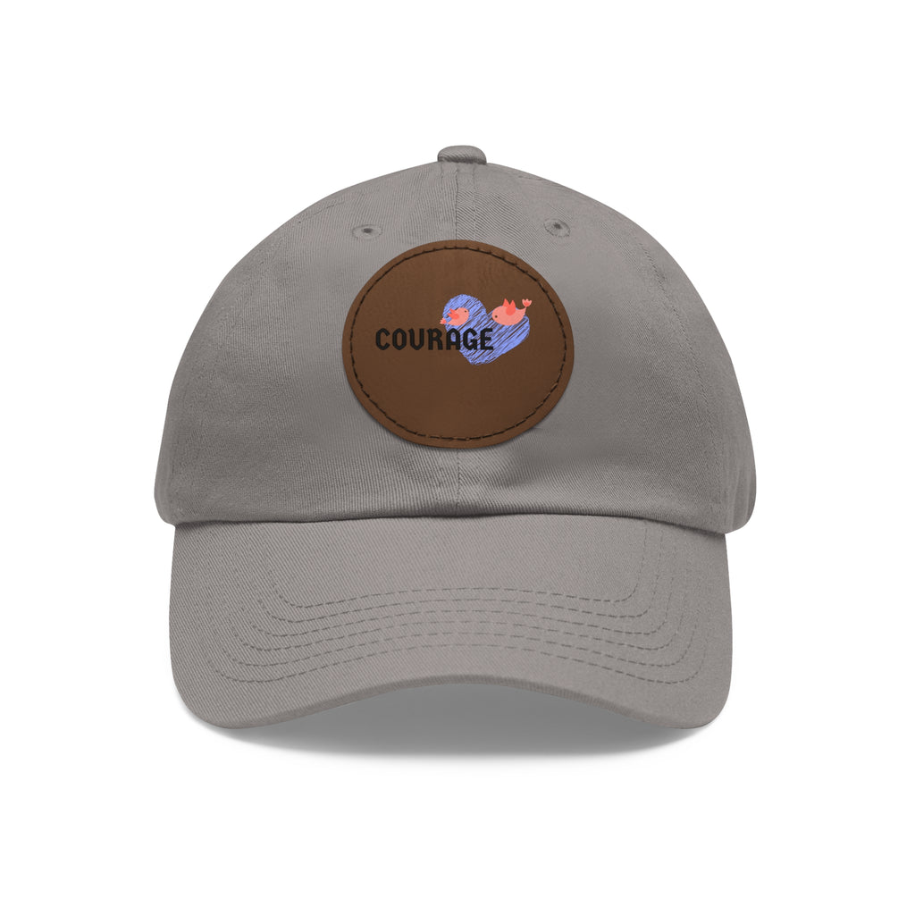 Courage Leather Patch Dad Hat — Inspirational Embroidered Whale Design