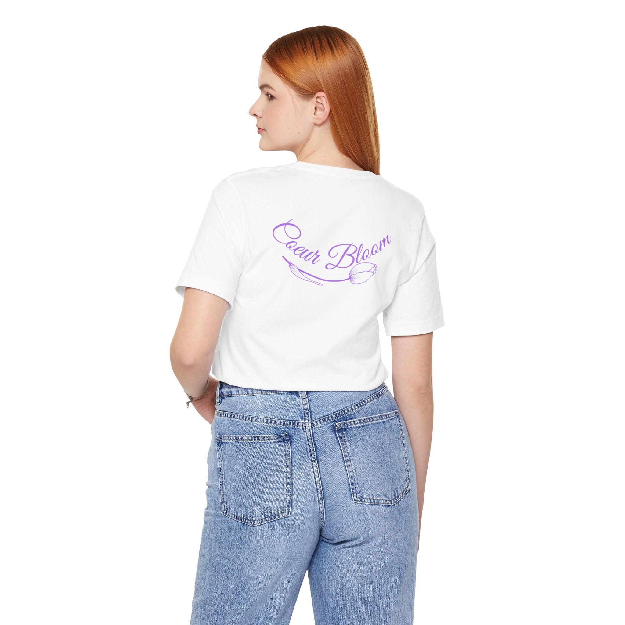 Floral "Coeur Bloom" Tee — Lavender Line Art Flower T-Shirt