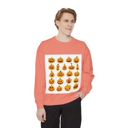 Halloween Pumpkin Sweatshirt — Cute Jack-O'-Lantern & Spooky Zombie Back Print