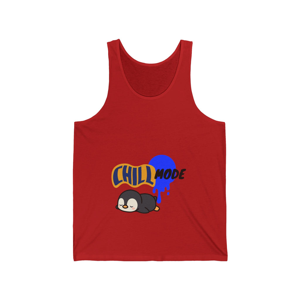 Chill Mode Penguin Tank Top — Cute Relaxed Graphic Sleeveless Shirt
