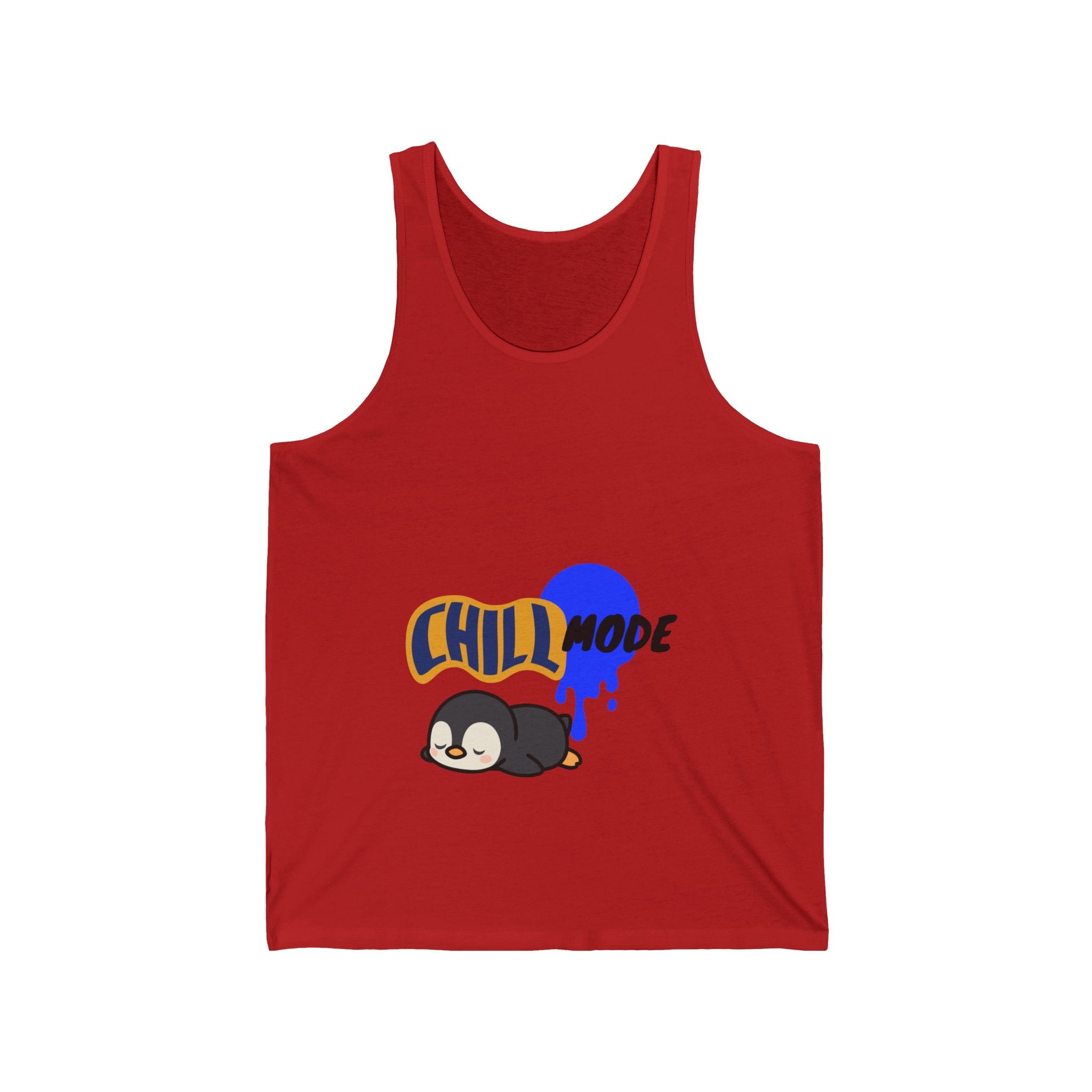 Chill Mode Penguin Tank Top — Cute Relaxed Graphic Sleeveless Shirt
