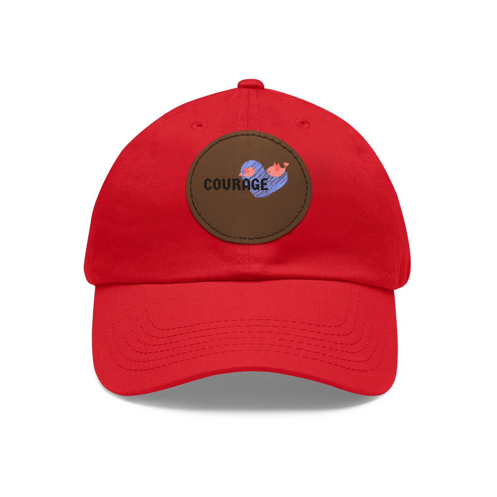 Courage Leather Patch Dad Hat — Inspirational Embroidered Whale Design