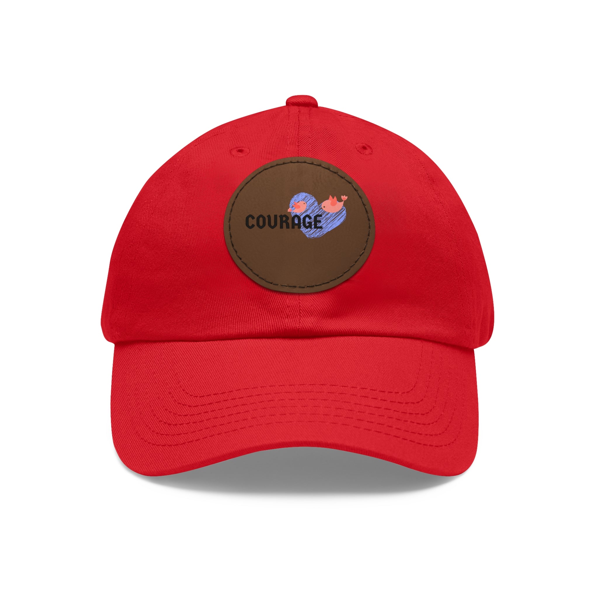 Courage Leather Patch Dad Hat — Inspirational Embroidered Whale Design