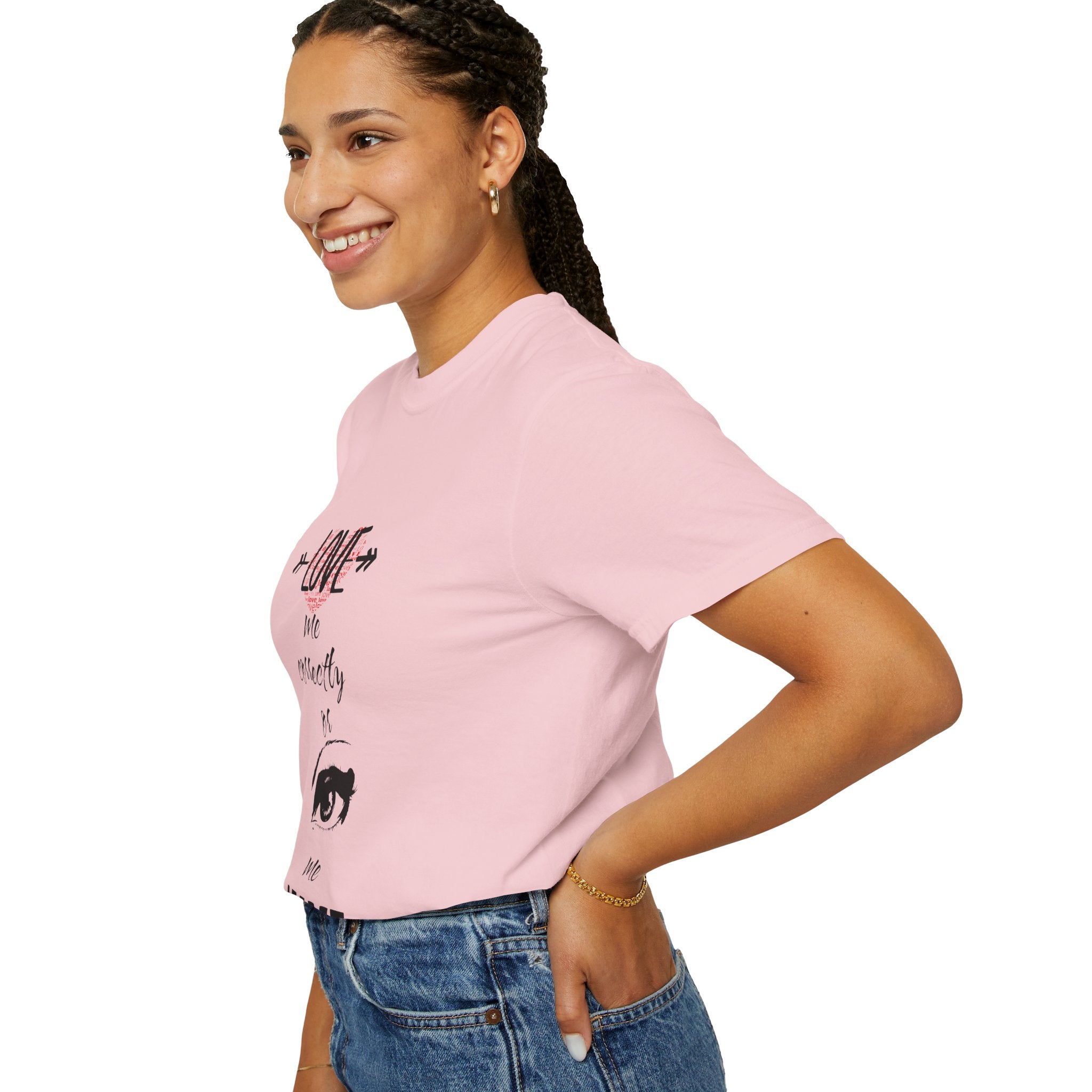 T-Shirt — "Love Me Correctly or Me Leave" Graphic Tee (Eye Illustration)
