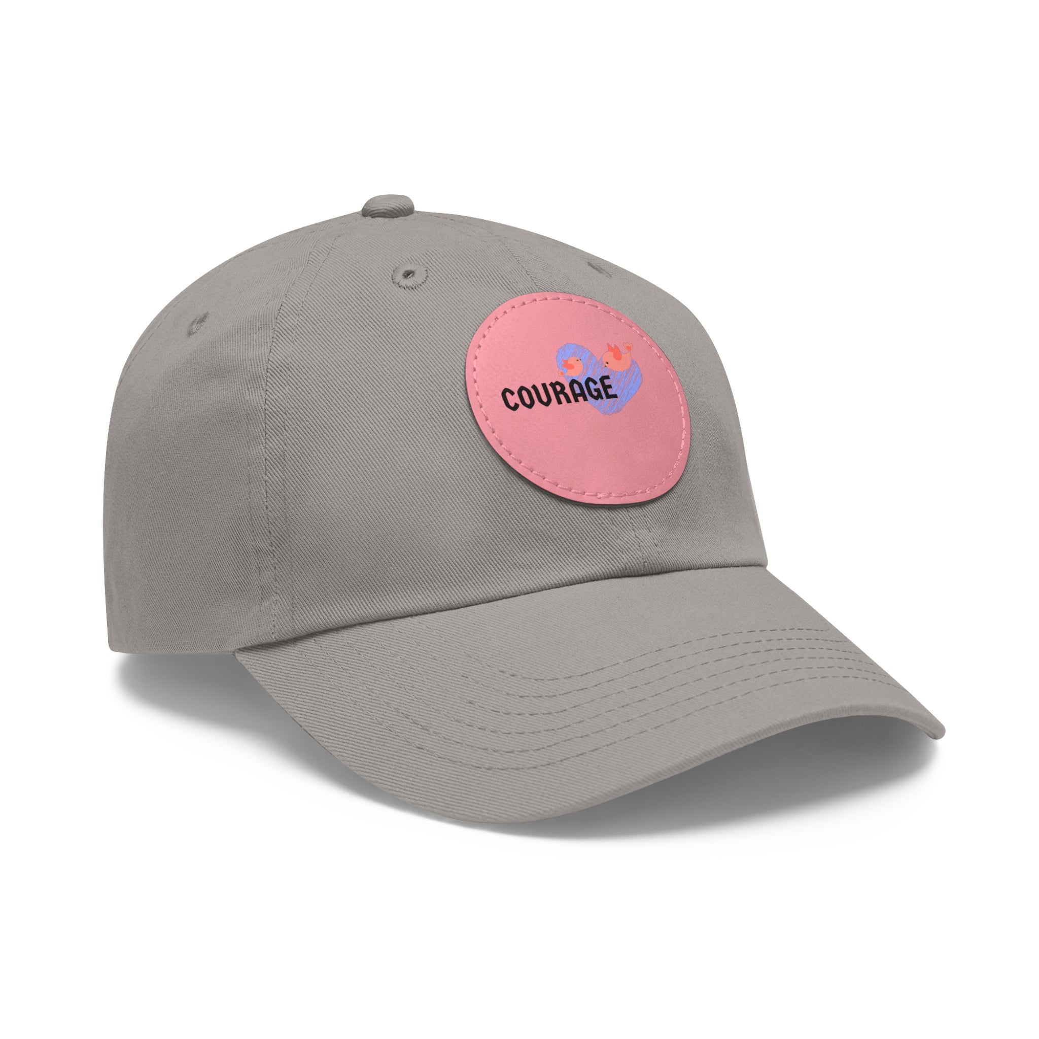 Courage Leather Patch Dad Hat — Inspirational Embroidered Whale Design