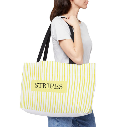 Yellow Striped Weekender Tote Bag — 'STRIPES' Beach & Travel Carryall