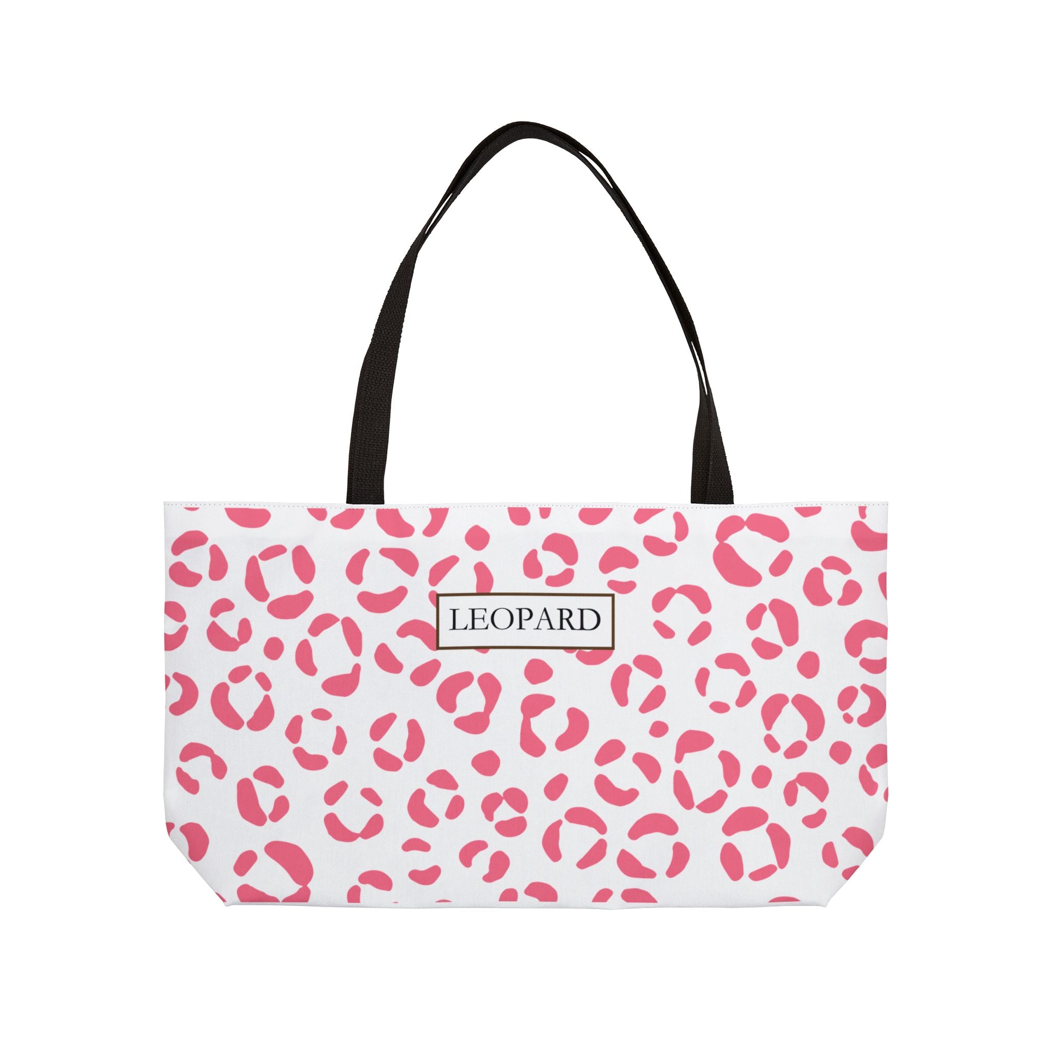 Pink Leopard Print Weekender Tote Bag — "LEOPARD" Pattern Travel Beach Bag