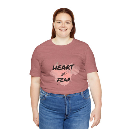 Heart Over Fear T‑Shirt — Inspirational Pink Watercolor Graphic Tee