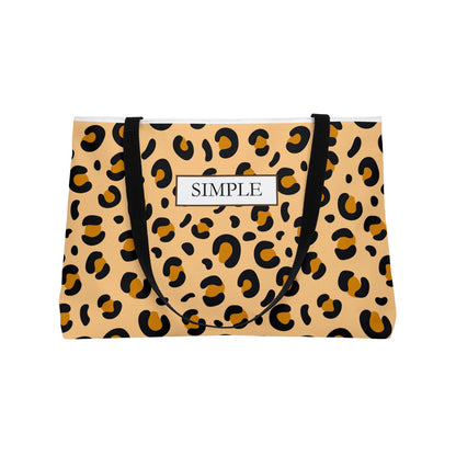 Leopard Print Weekender Tote Bag — "SIMPLE" Label Travel Beach Bag
