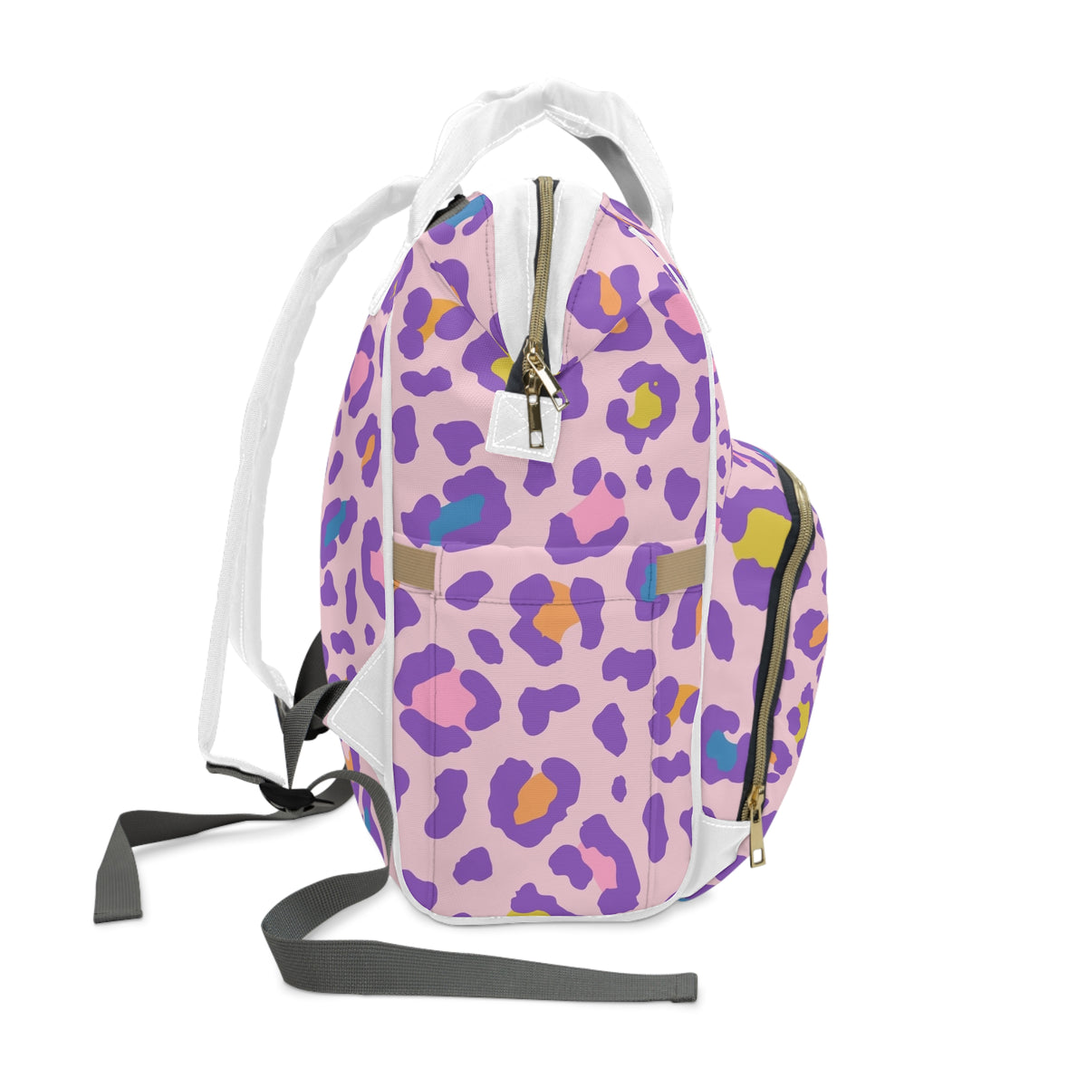 Purple Leopard Print Diaper Backpack — Multifunctional Baby Travel Bag