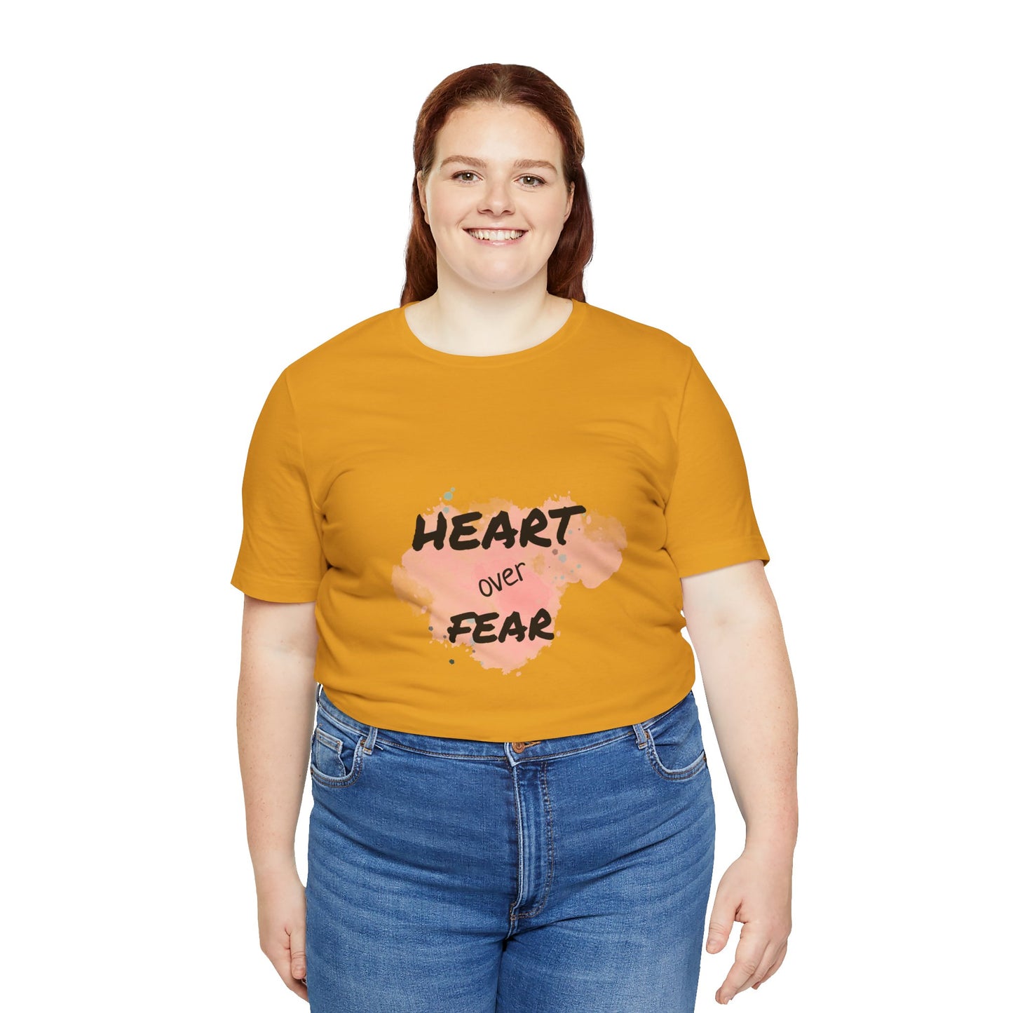 Heart Over Fear T‑Shirt — Inspirational Pink Watercolor Graphic Tee