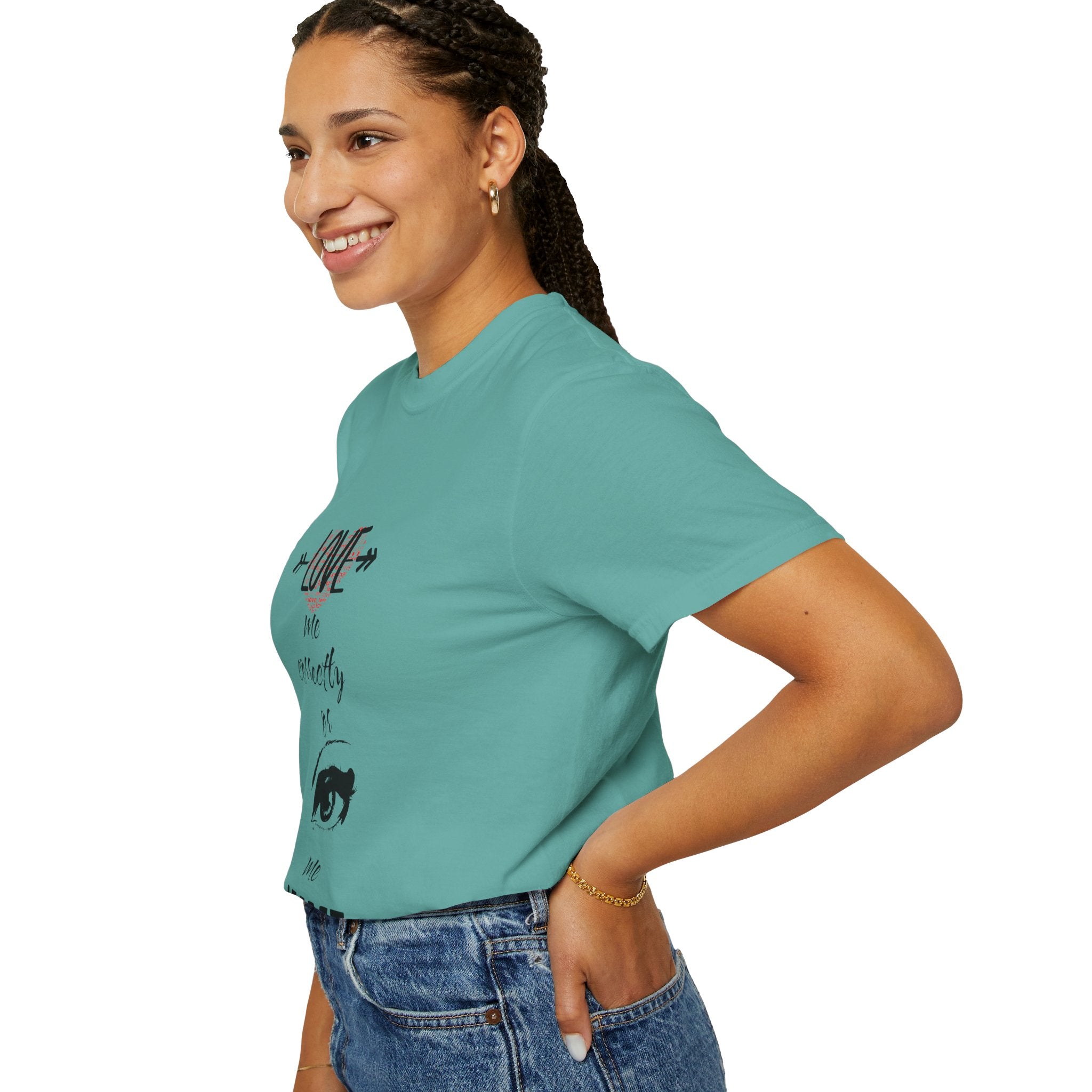 T-Shirt — "Love Me Correctly or Me Leave" Graphic Tee (Eye Illustration)