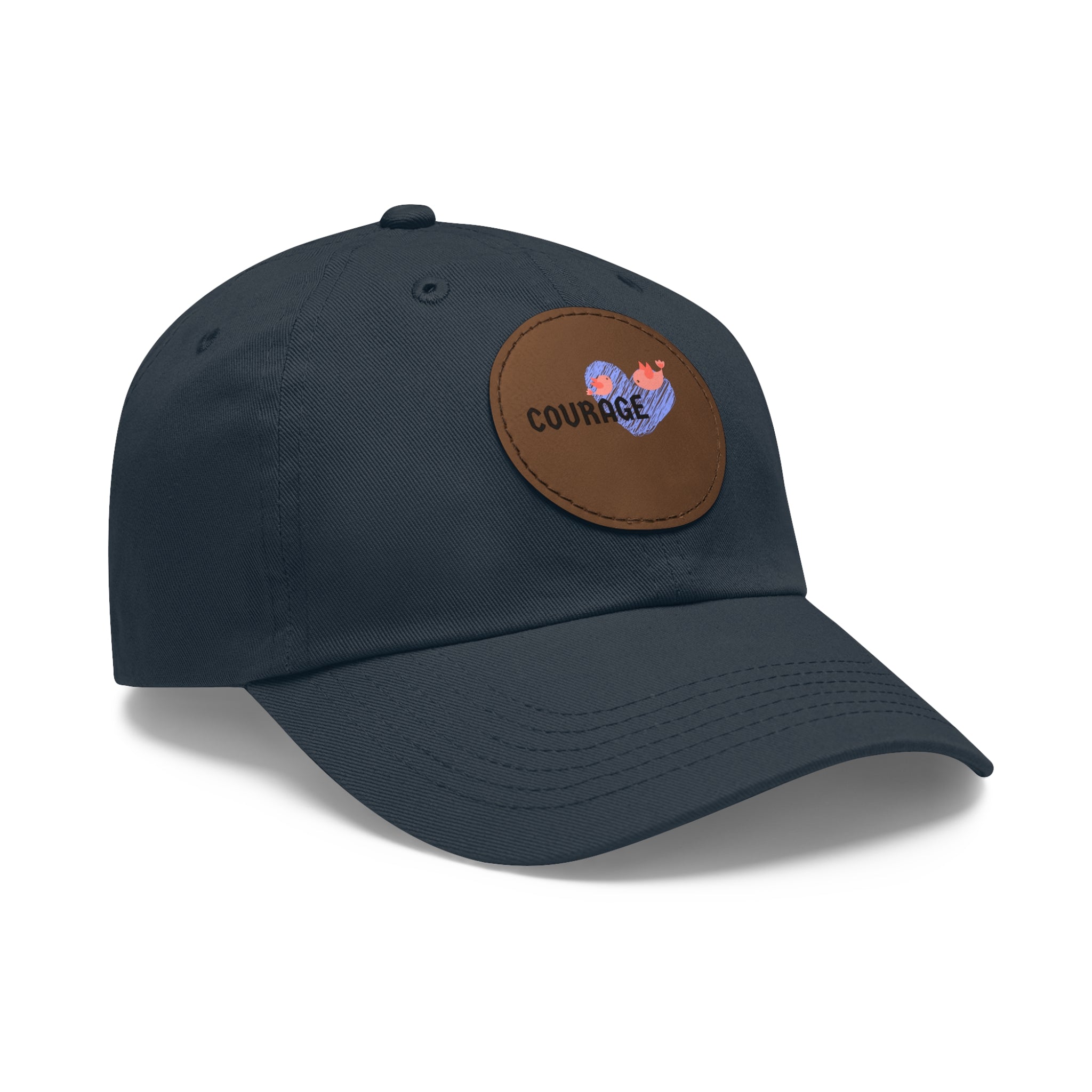 Courage Leather Patch Dad Hat — Inspirational Embroidered Whale Design