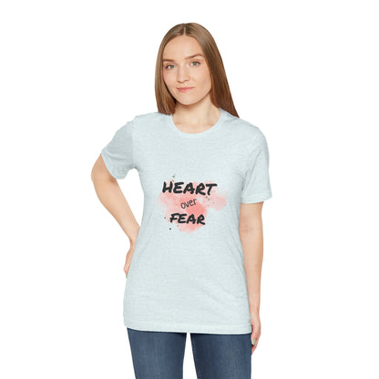 Heart Over Fear T‑Shirt — Inspirational Pink Watercolor Graphic Tee