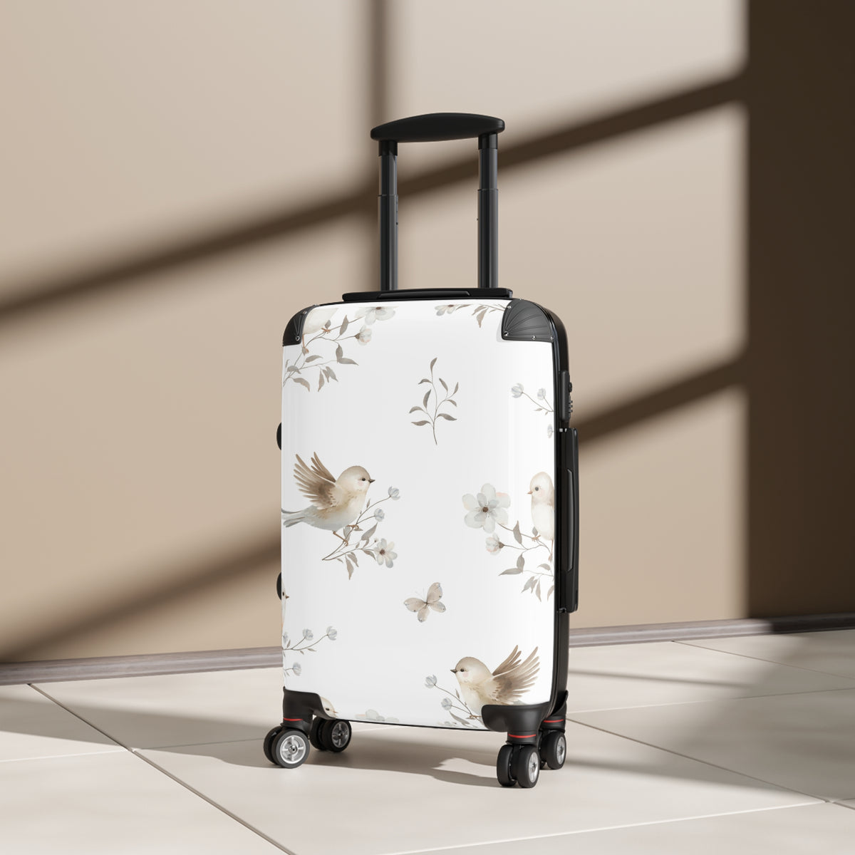 Birds & Blossoms Carry-On Suitcase — Floral Travel Luggage with Charming Bird Design