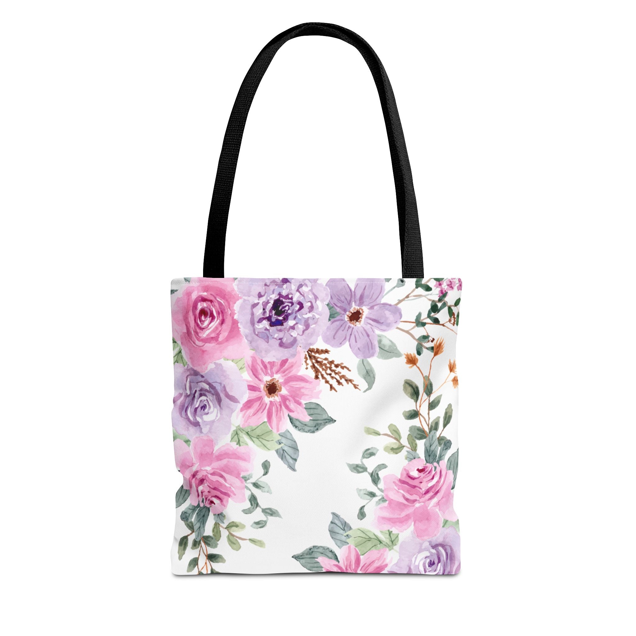 Floral Watercolor Tote Bag — Pink & Lavender Roses All-Over Print