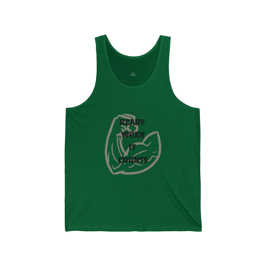 Fitness Tank Top — "Ready When It Counts" Muscle Arm Graphic