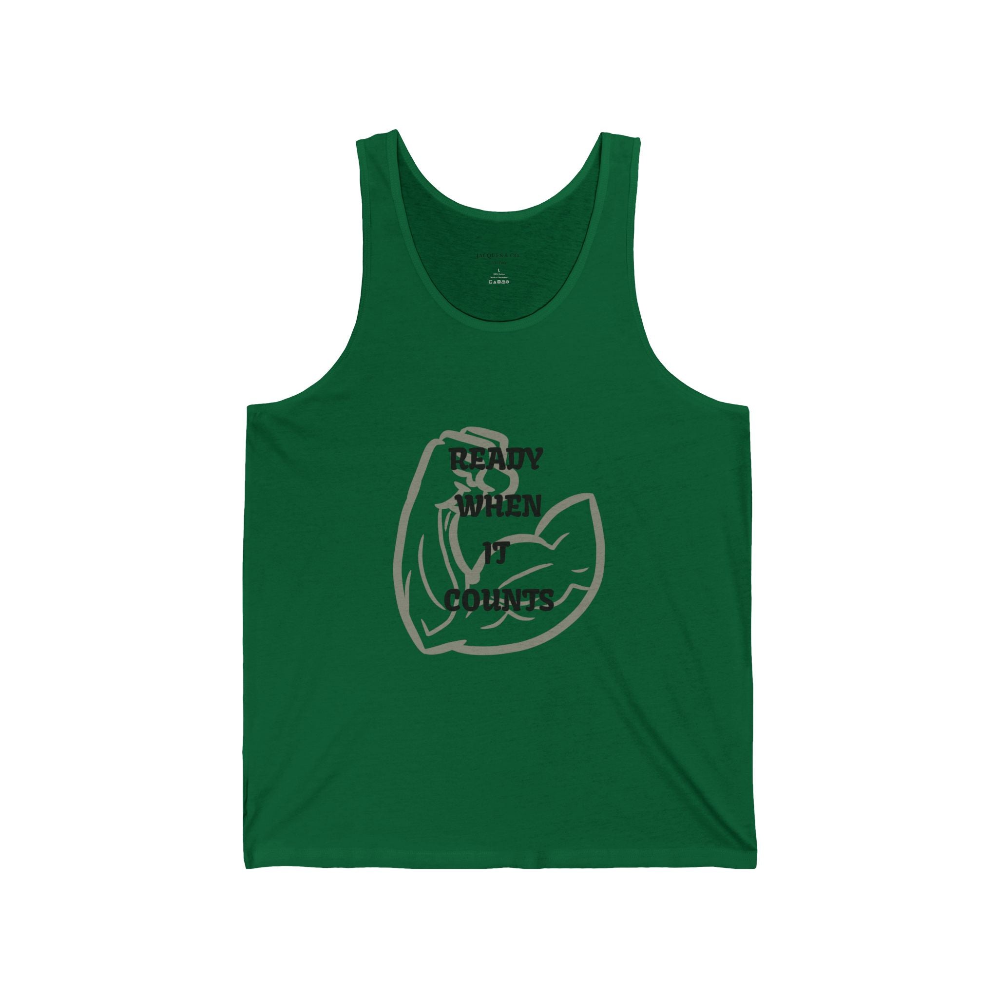 Fitness Tank Top — "Ready When It Counts" Muscle Arm Graphic