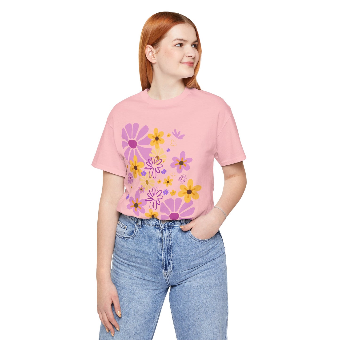 Comfortable T-shirt "Coeur Bloom" Flower Print