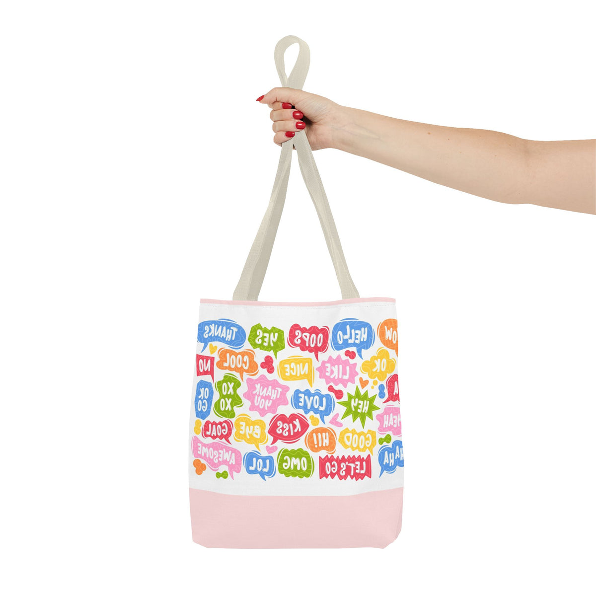 Speech Bubble Pattern Tote Bag — Colorful Cute Chat Word Art Tote