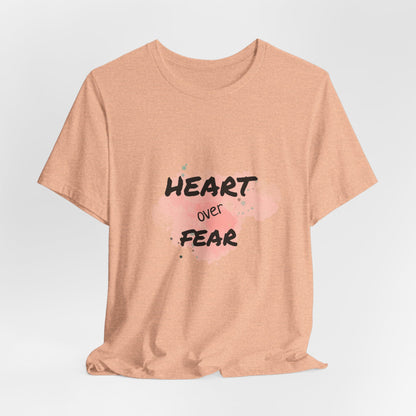 Heart Over Fear T‑Shirt — Inspirational Pink Watercolor Graphic Tee