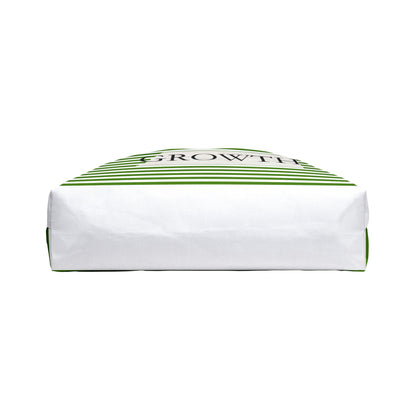 Growth Striped Weekender Tote Bag — Green Stripes Motivational Beach & Travel Bag