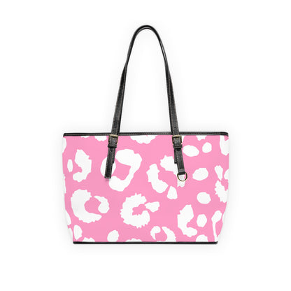 Pink Leopard Print PU Shoulder Bag — Chic Animal Print Tote