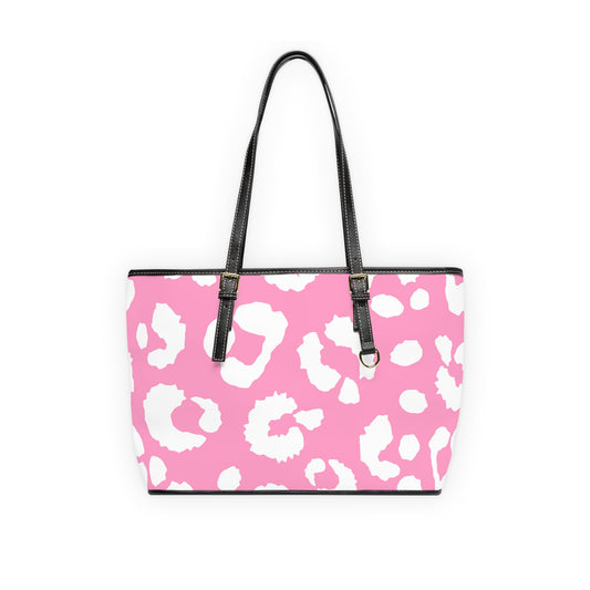 Pink Leopard Print PU Shoulder Bag — Chic Animal Print Tote