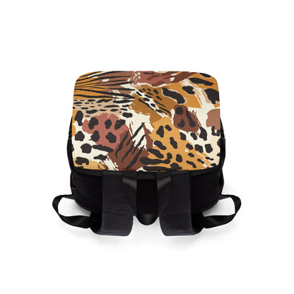 Leopard Print Casual Backpack — Chic Safari Shoulder Bag