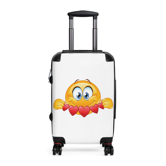 Suitcase with Heart Emoji Design — Cute Carry-On Luggage for Travelers & Valentine’s Gifts