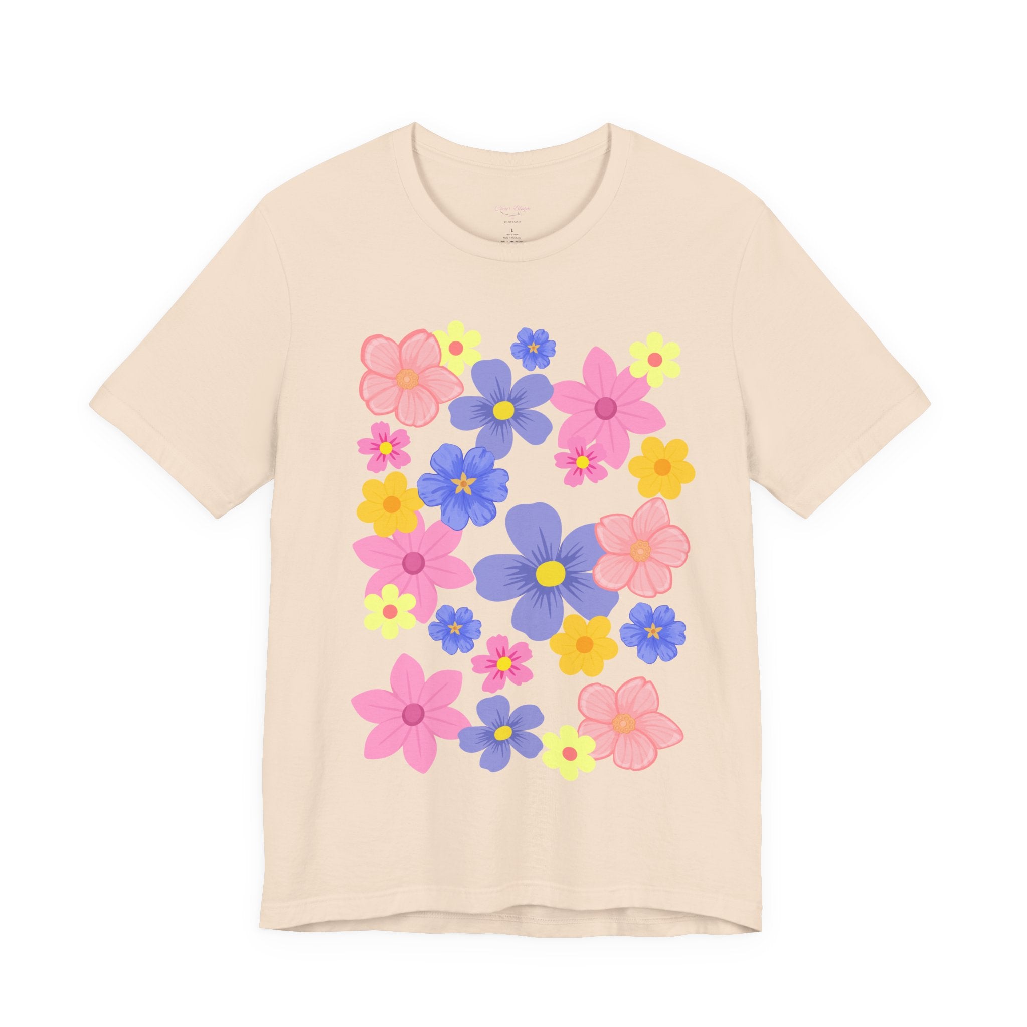 Floral Bouquet Graphic Tee — Pink & Purple Flower Pattern T-Shirt