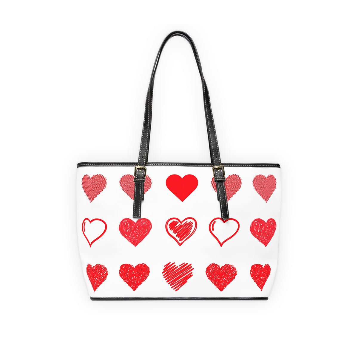 Heart Pattern Tote Bag — Valentine’s Day PU Leather Shoulder Bag
