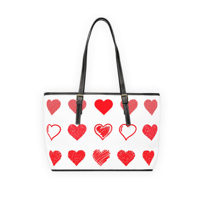 Heart Pattern Tote Bag — Valentine’s Day PU Leather Shoulder Bag
