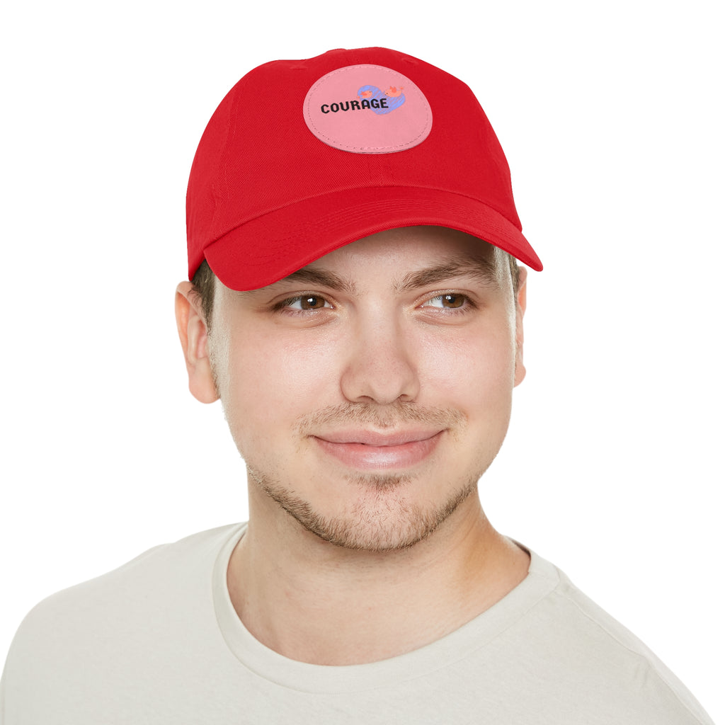 Courage Leather Patch Dad Hat — Inspirational Embroidered Whale Design