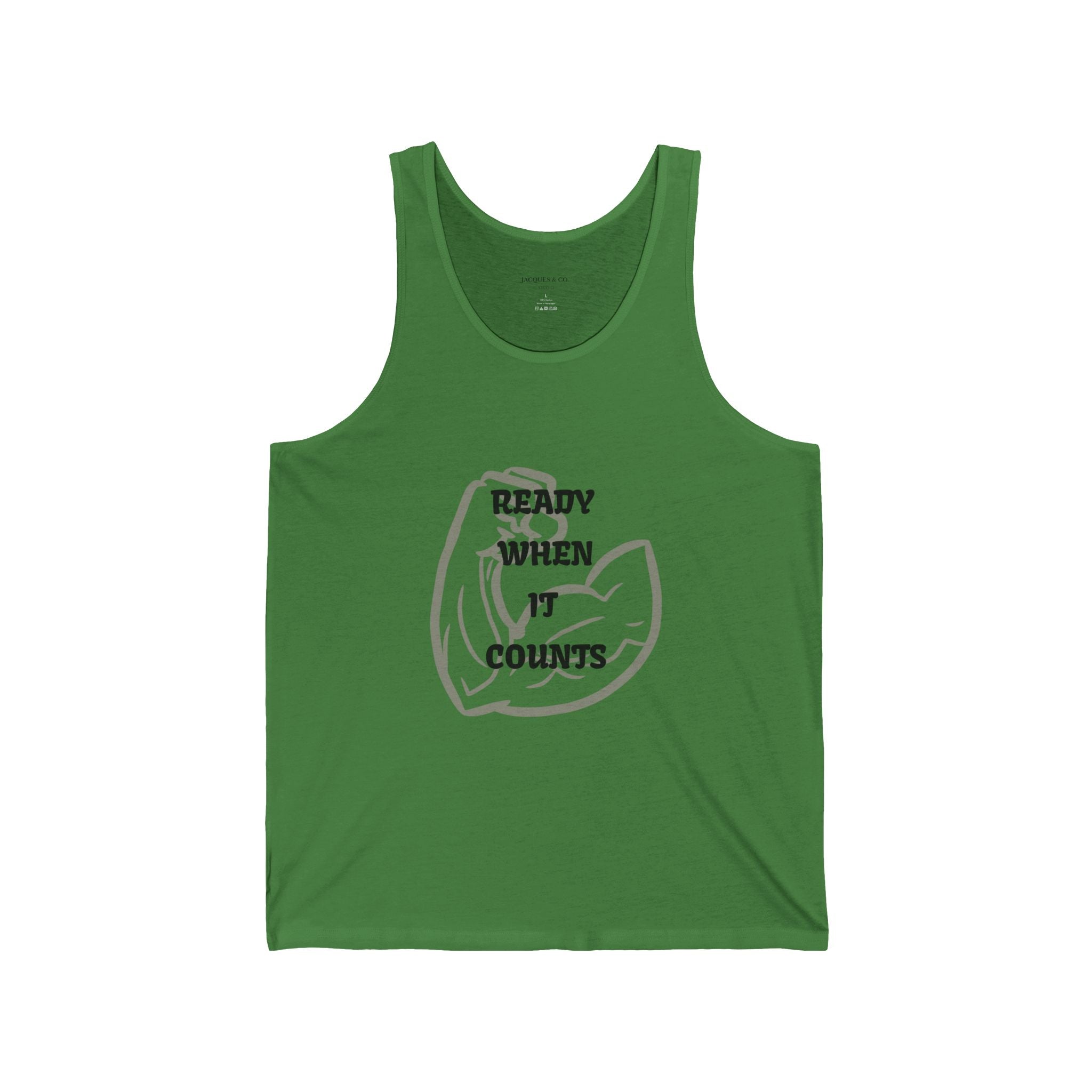 Fitness Tank Top — "Ready When It Counts" Muscle Arm Graphic
