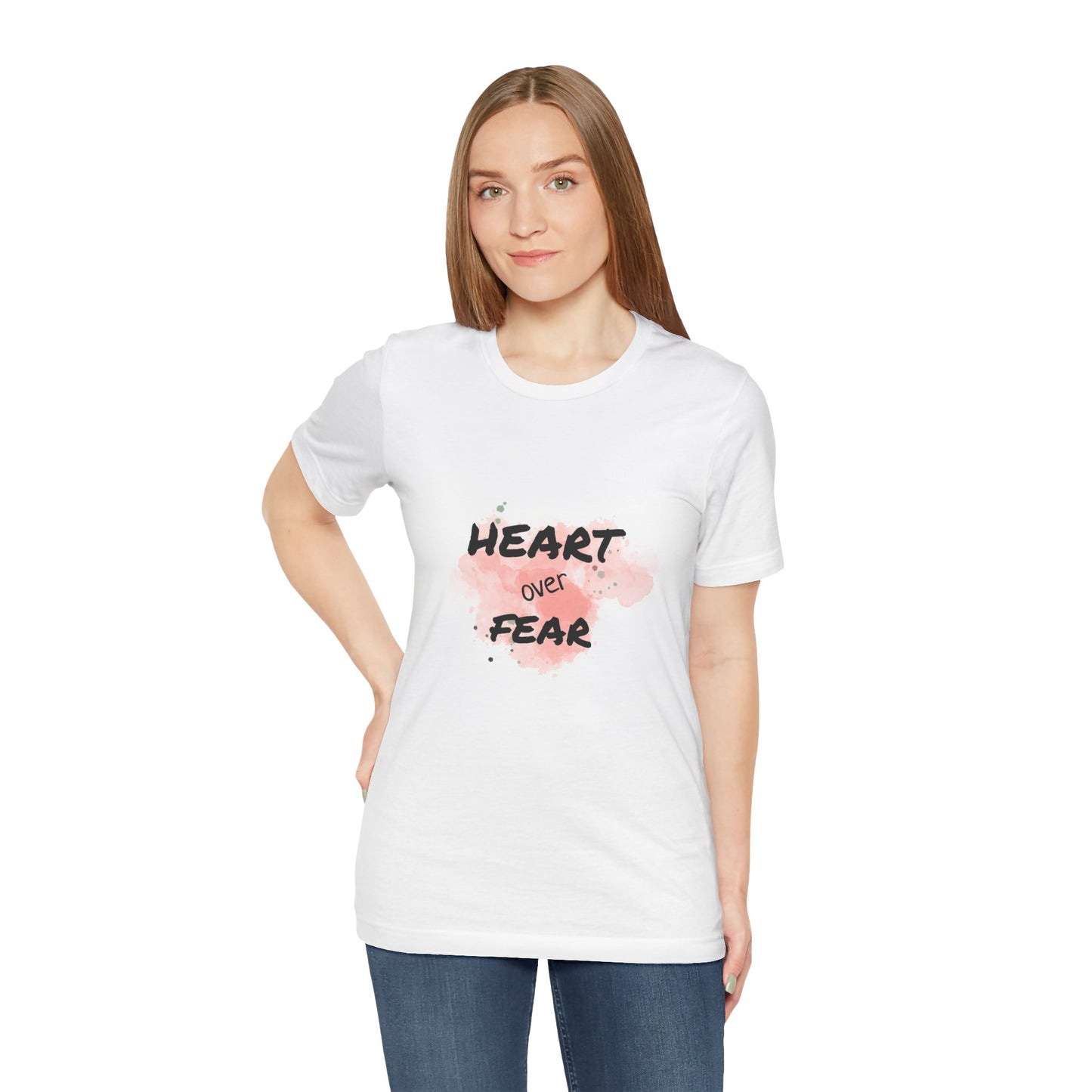 Heart Over Fear T‑Shirt — Inspirational Pink Watercolor Graphic Tee