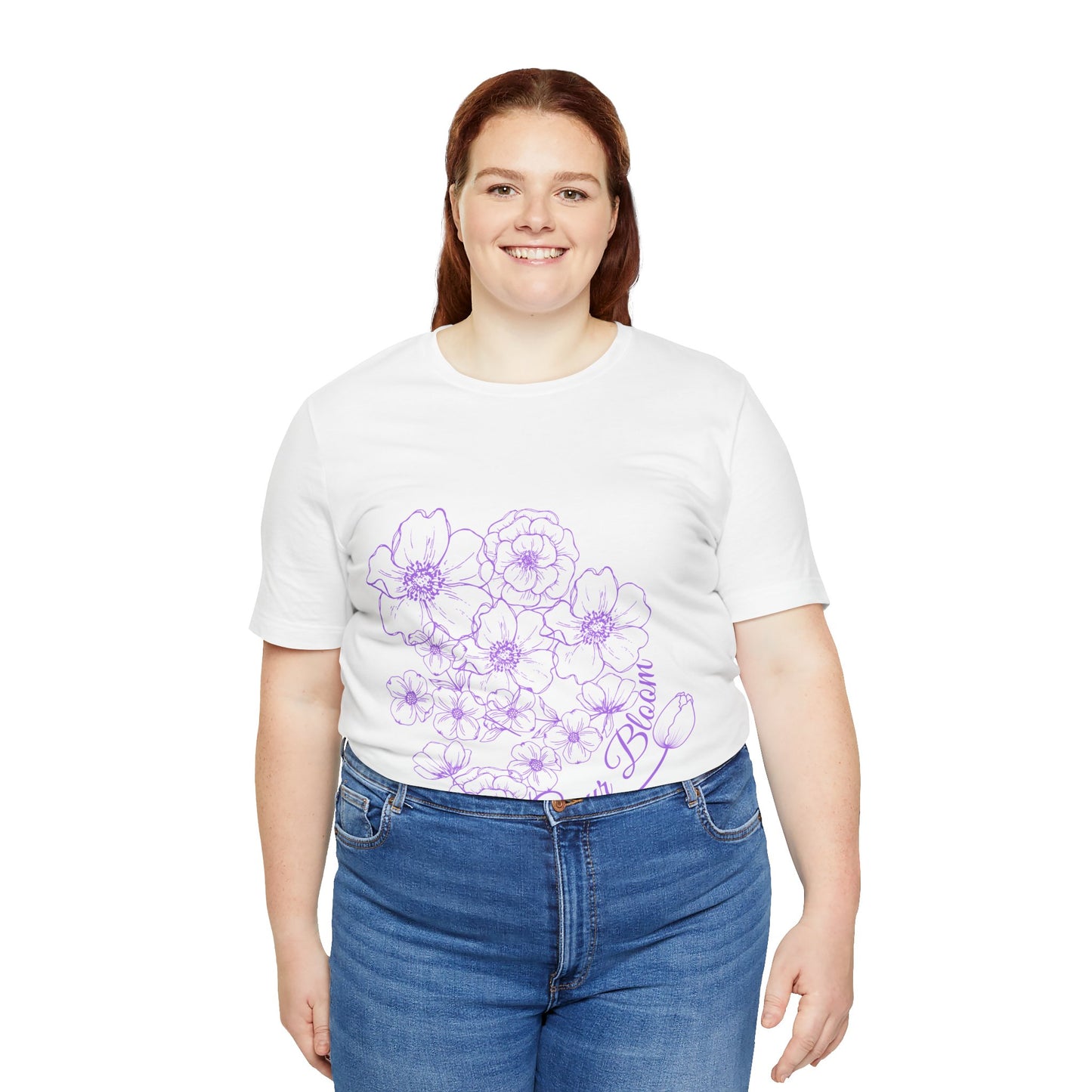 Floral "Coeur Bloom" Tee — Lavender Line Art Flower T-Shirt