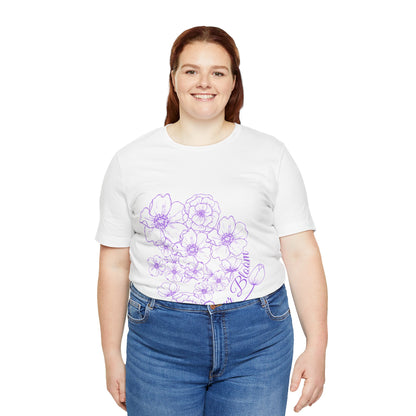 Floral "Coeur Bloom" Tee — Lavender Line Art Flower T-Shirt
