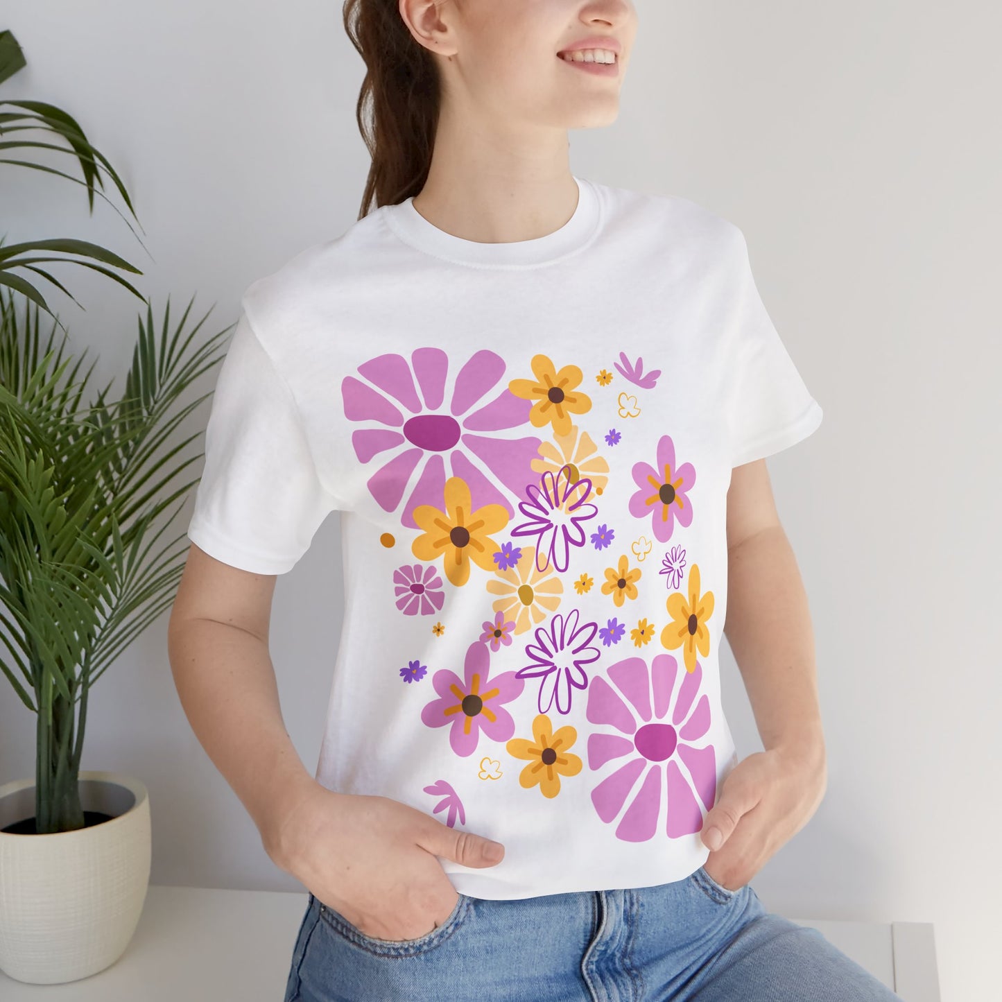 Comfortable T-shirt "Coeur Bloom" Flower Print