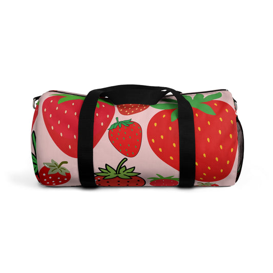 Strawberry Print Duffel Bag — Cute Fruit Travel & Gym Weekender