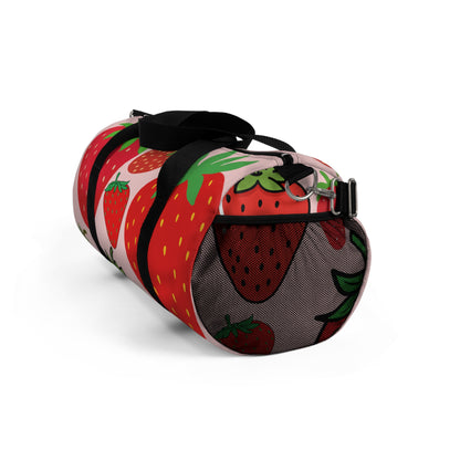 Strawberry Print Duffel Bag — Cute Fruit Travel & Gym Weekender