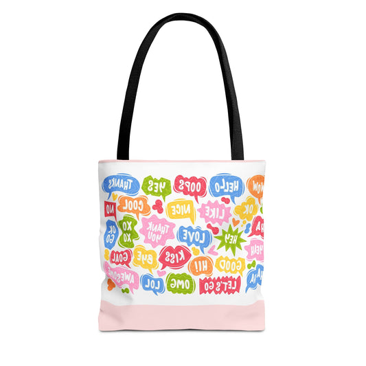 Speech Bubble Pattern Tote Bag — Colorful Cute Chat Word Art Tote