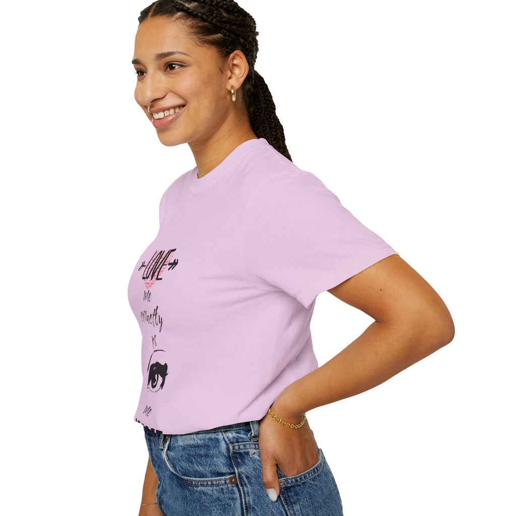 T-Shirt — "Love Me Correctly or Me Leave" Graphic Tee (Eye Illustration)