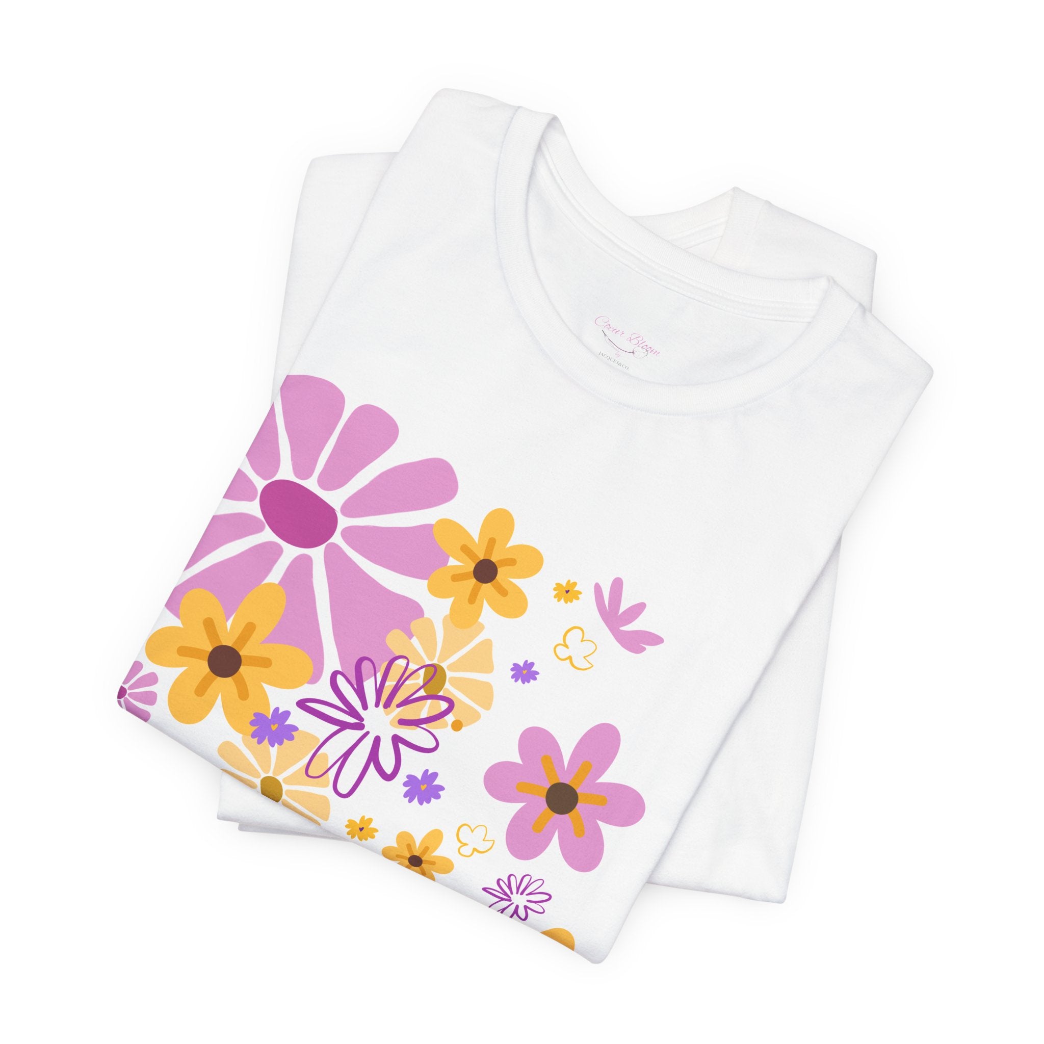 Comfortable T-shirt "Coeur Bloom" Flower Print