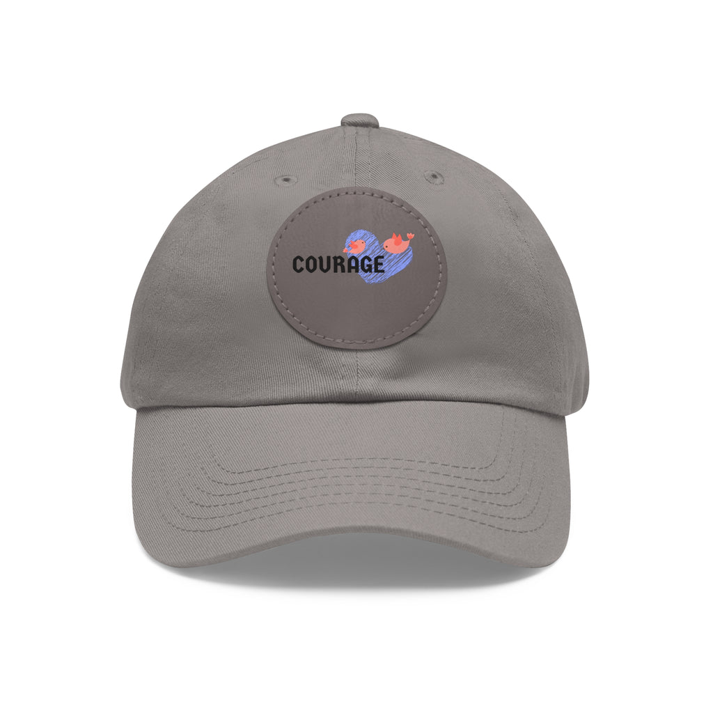 Courage Leather Patch Dad Hat — Inspirational Embroidered Whale Design