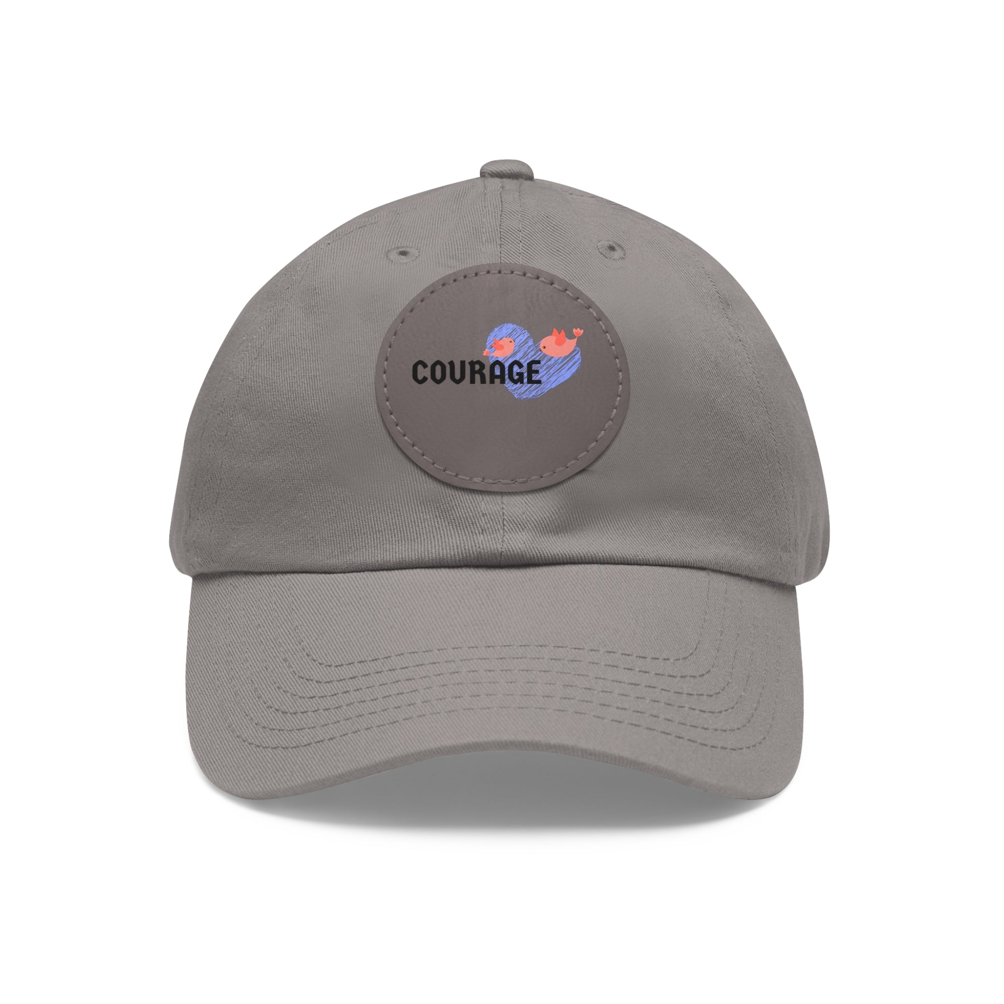 Courage Leather Patch Dad Hat — Inspirational Embroidered Whale Design