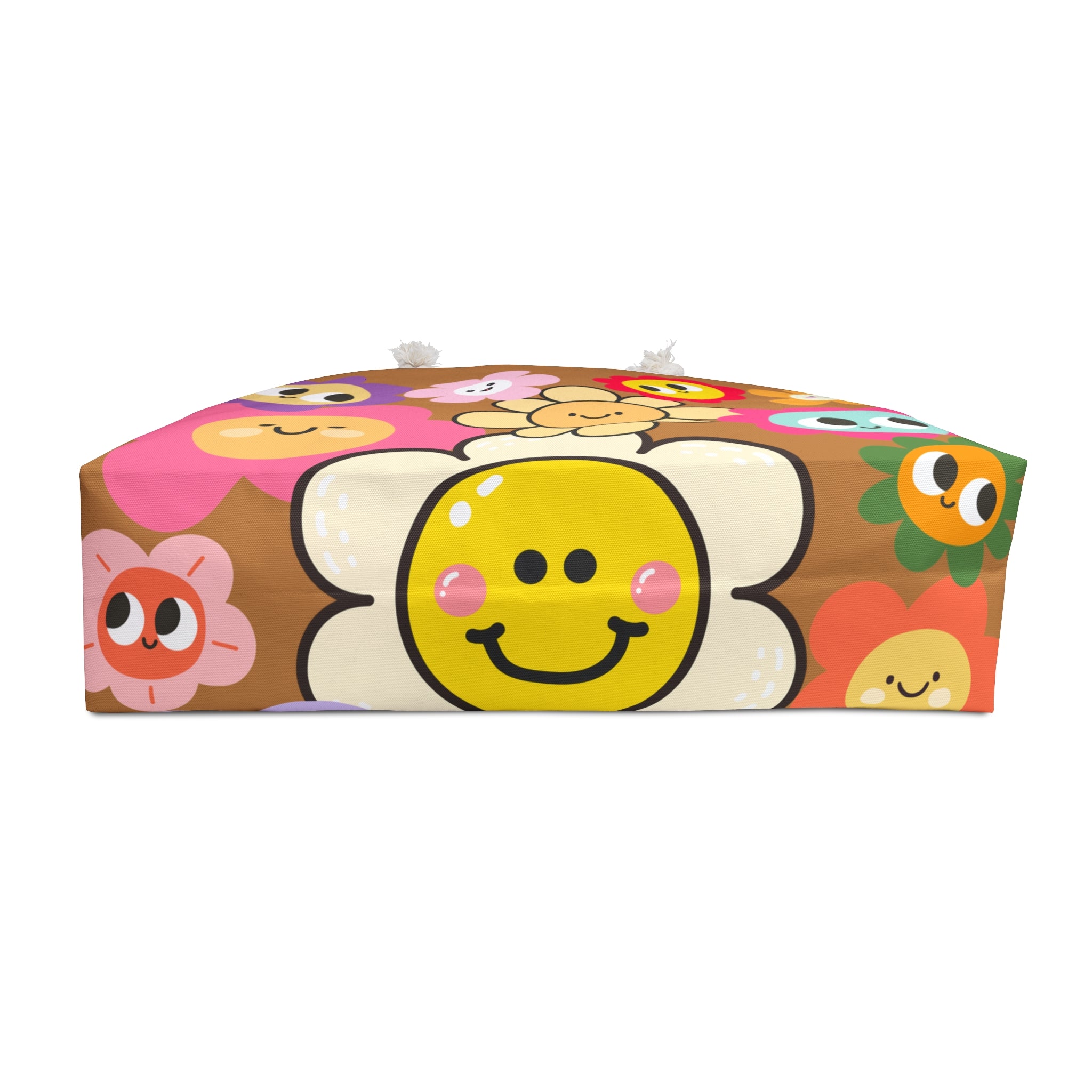 Smiling Flower Weekender Bag — Cute Retro Floral Travel Tote