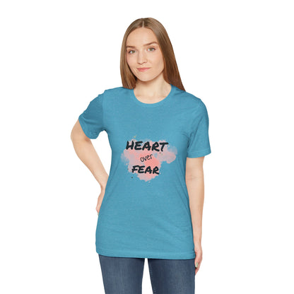 Heart Over Fear T‑Shirt — Inspirational Pink Watercolor Graphic Tee